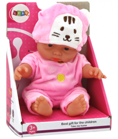 Păpușică mică, haine roz, căciuliță cu iepuraș. [2]