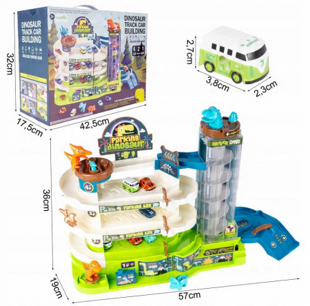 Parcare pentru mașini Dinozaur cu lift – Mega Parc cu trenuleț și dinozauri [1]