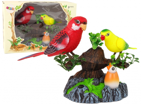 Figurine - Peruși colorati care cântă și se mișcă pe ramură