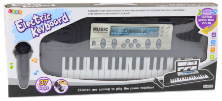 Pian Electric pentru Copii cu Suport pentru Microfon – Negru [3]