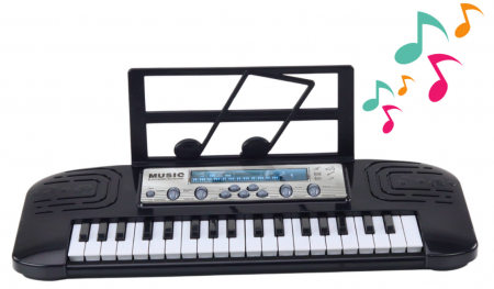 Pian Electric pentru Copii cu Suport pentru Microfon – Negru [1]