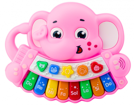 Pian Interactiv Elefant Roz – Melodii, Scara și Sunete de Animale [1]