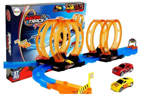 Jucarii cu telecomanda - Pistă de curse cu 4 bucle, două mașini - 181 cm