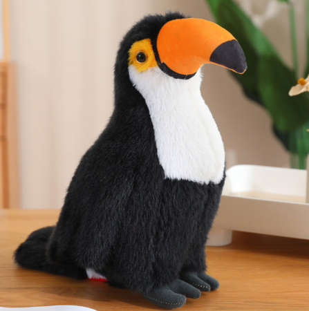Jucarii de plus - Plus Mascotă Toucan Drăgălaș Alb și Negru – 30 cm