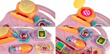 Premergător 5în1 cu împingător, masă cu pian – Roz [8]