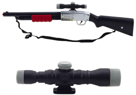 Pușcă de jucărie cu curea de umăr, lunetă, sunete, neagră, 65 cm [1]