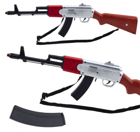 Pusti si pistoale - Pușcă de jucărie cu curea de umăr, maro, sunete, 65 cm