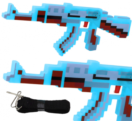 Pusti si pistoale - Pușcă pixel albastră, 39 cm, cu lumini și sunete