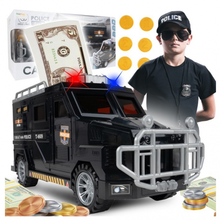 Jucarii diverse - Pușculiță Mașină Poliție SWAT – Safe Car cu Cod PIN