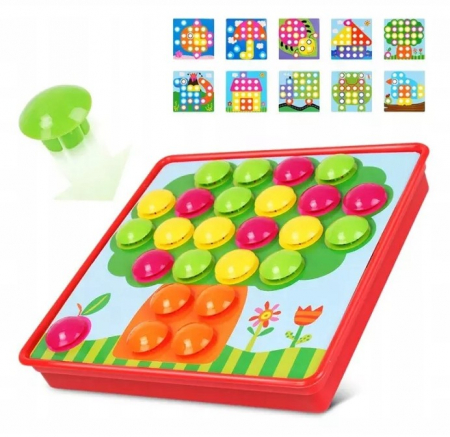 Puzzle cu butoane colorate – Mozaic Giraffe (Ciupercuțe) – 12 planșe [9]