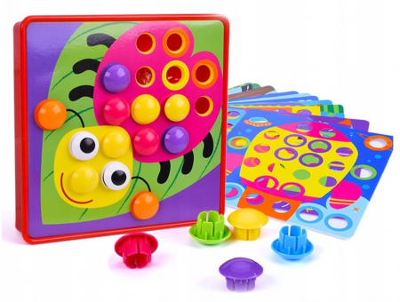 Puzzle cu butoane colorate – Mozaic Giraffe (Ciupercuțe) – 12 planșe [7]