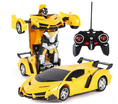 Jucarii cu telecomanda - Robot Auto Transformer + Telecomandă Mașină Deformată 2în1 Multifuncțională – Culoare Galbena