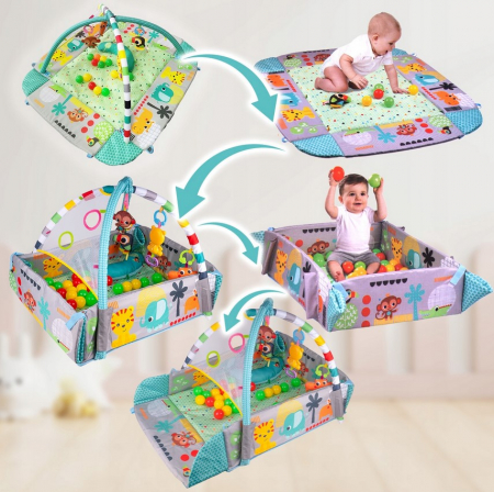 Saltea Educațională Interactivă 5 în 1 pentru Bebeluși – Mare – Jungla [2]