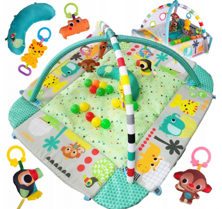 Articole bebelusi si copii mici - Saltea Educațională Interactivă 5 în 1 pentru Bebeluși – Mare – Jungla