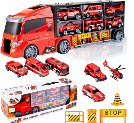 Masini si motociclete - Set autospecială de intervenție cu 4 mașinuțe și elicopter