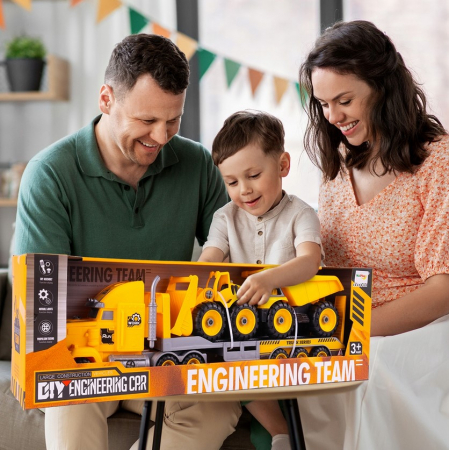 Set Camion Platformă cu Vehicule de Construcții – Vehicule Demontabile [8]