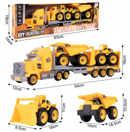 Set Camion Platformă cu Vehicule de Construcții – Vehicule Demontabile [1]
