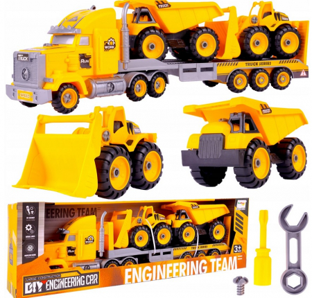 Set Camion Platformă cu Vehicule de Construcții – Vehicule Demontabile [9]