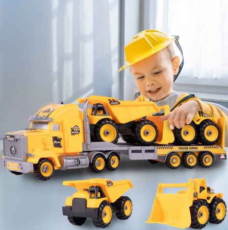 Set Camion Platformă cu Vehicule de Construcții – Vehicule Demontabile [2]