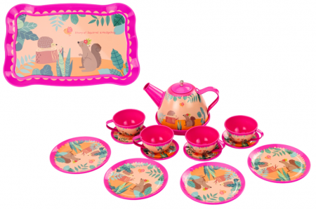 Set Ceai și Cafea pentru Copii – 15 Piese, Roz, cu Ceainic și Tăviță [1]