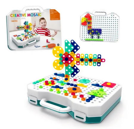 Jucarii educationale - Set creativ de construcție – 188 piese în valiză