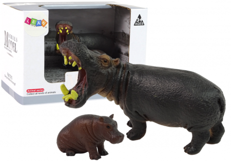 Figurine - Set de 2 Figurine Hipopotam cu Mânz – Animale Sălbatice