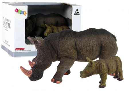 Figurine - Set de 2 Figurine Rinocer cu Pui – Animale Sălbatice