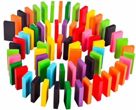 Set de joc educațional – KLOCKI DOMINO colorate din lemn, 200 piese [7]