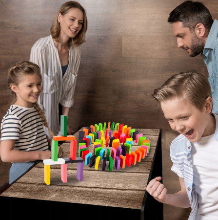 Set de joc educațional – KLOCKI DOMINO colorate din lemn, 200 piese [4]