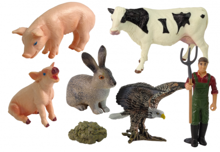 Set Figurine cu Animale de Fermă Mari + Fermier și Gospodărie – 11 Piese [1]