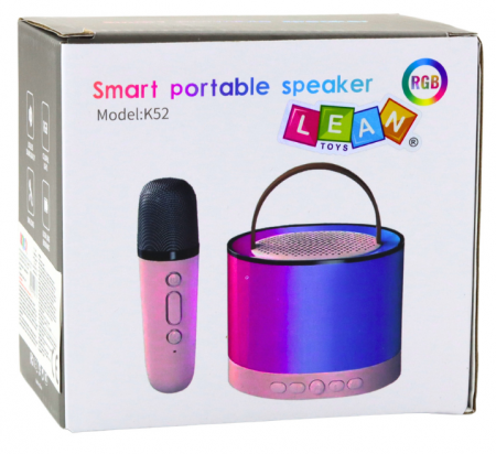 Set Karaoke cu Boxă și Microfon Wireless K52 RGB Bluetooth Roz [3]