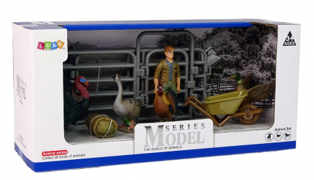 Set Mare cu Figurine Animale de Fermă – 11 Piese cu Fermier, Roabă și Curte [3]