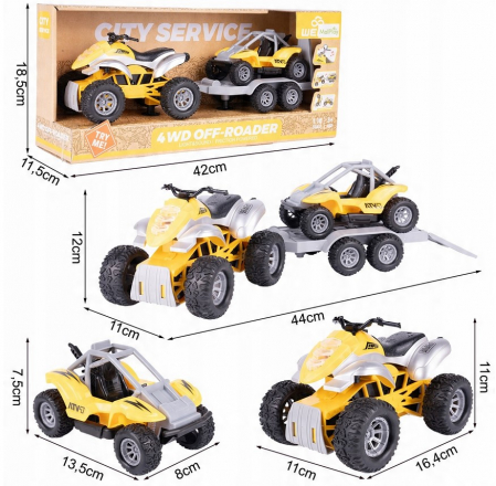 Masini si motociclete - Set Poliție – Quad și Mașină 1:16