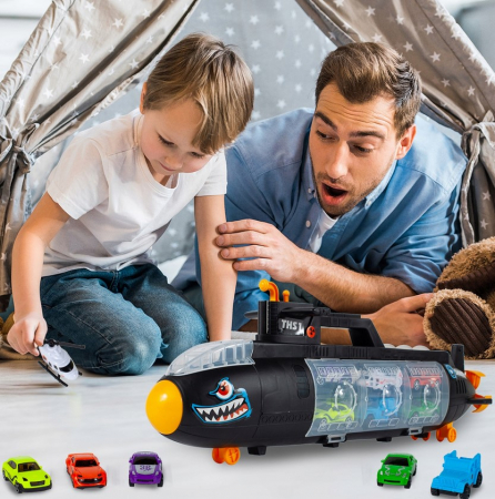 Set Submarin cu Elicopter și 5 Mașinuțe Nautilus [4]