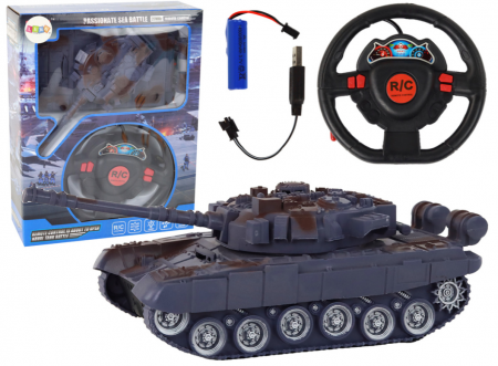 Avioane, Elicoptere, Tancuri - Tanc R/C cu telecomandă – Lumină, Sunet, Albastru Marin, Scară 1:18, 27MHz