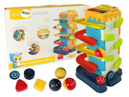 Jucarii educationale - Tobogan cu bile – Sortator educativ de forme cu pian