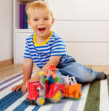 Tractor agricol cu remorca si vacuta [3]