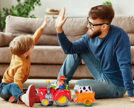 Tractor agricol cu remorca si vacuta [2]