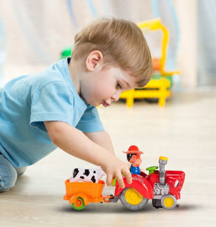 Tractor agricol cu remorca si vacuta [4]