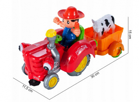 Tractor agricol cu remorca si vacuta [1]