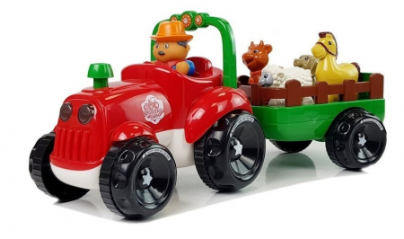 Tractor cu Remorcă, Animale pentru Bebeluși, pe Baterii, cu Lumini și Sunete [1]