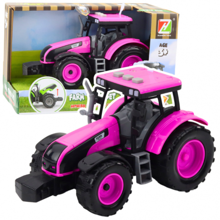 Masini si motociclete - Tractor de Fermă Roz, cu Baterii, Lumini și Sunete