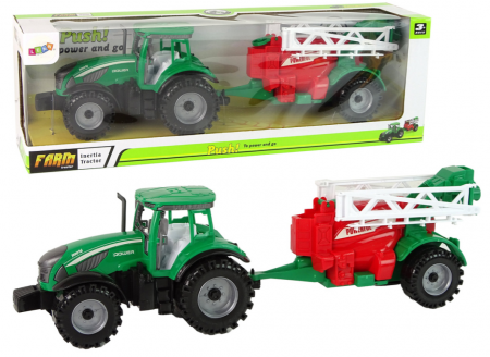 Masini si motociclete - Tractor Verde de Fermă cu Pulverizator Roșu și Verde – Mecanism cu Fricțiune