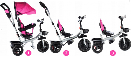 Tricicletă Pivotantă cu Acoperiș Roz [2]