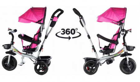 Tricicletă Pivotantă cu Acoperiș Roz [6]