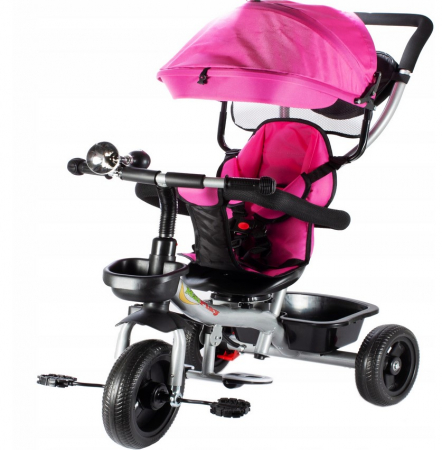 Tricicletă Pivotantă cu Acoperiș Roz [4]