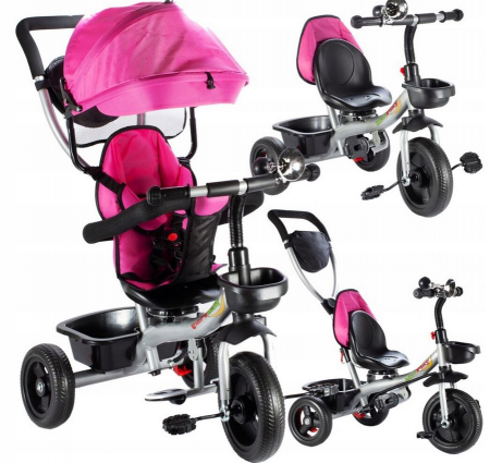 Tricicletă Pivotantă cu Acoperiș Roz [1]