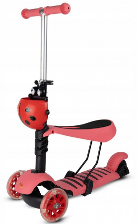 Trotinetă roșie tip buburuză – cu scaun reglabil și coș [8]