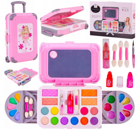Papusi si accesorii fetite - Trusă de Machiaj în Valiză pe Roți – 21 Piese