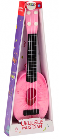 Ukulele pentru copii, mini chitară cu 4 corzi, tematică piersică, roz, 15” [2]